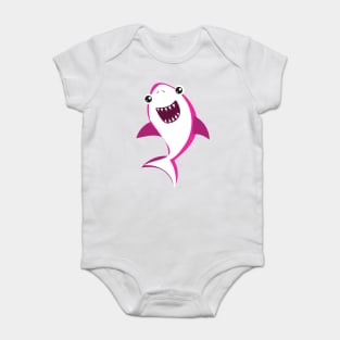 Cute Shark, Little Shark, Pink Shark, Sea Animal Baby Bodysuit